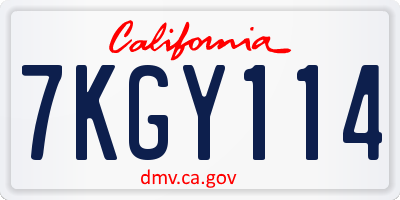 CA license plate 7KGY114