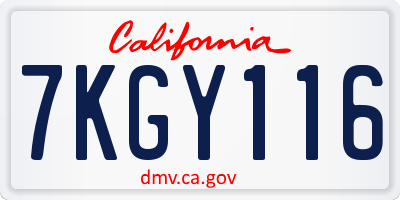 CA license plate 7KGY116