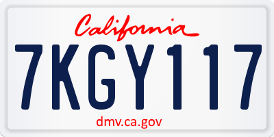 CA license plate 7KGY117