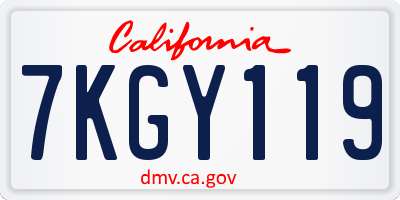 CA license plate 7KGY119