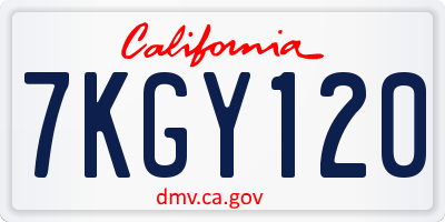 CA license plate 7KGY120