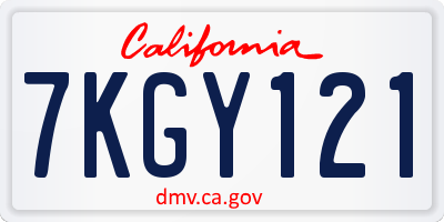 CA license plate 7KGY121