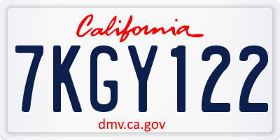 CA license plate 7KGY122