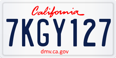 CA license plate 7KGY127