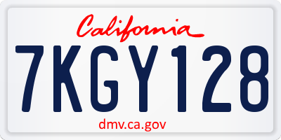 CA license plate 7KGY128