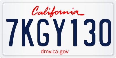 CA license plate 7KGY130