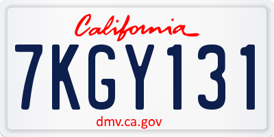 CA license plate 7KGY131