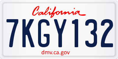 CA license plate 7KGY132