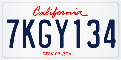 CA license plate 7KGY134