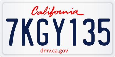 CA license plate 7KGY135