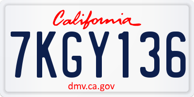 CA license plate 7KGY136