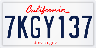 CA license plate 7KGY137