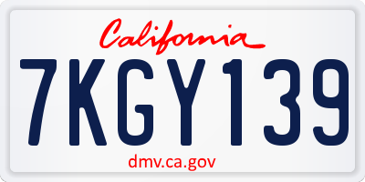 CA license plate 7KGY139