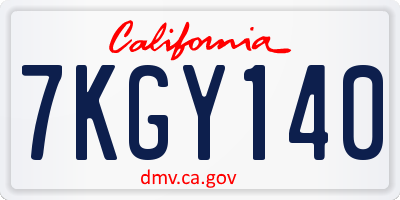 CA license plate 7KGY140