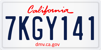 CA license plate 7KGY141