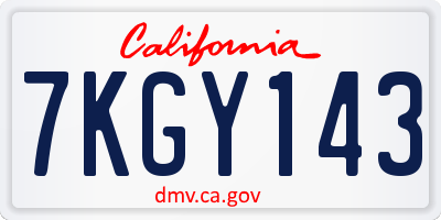 CA license plate 7KGY143