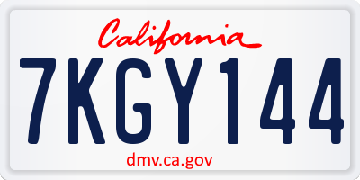 CA license plate 7KGY144