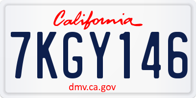 CA license plate 7KGY146