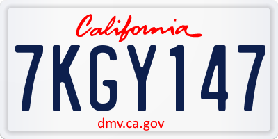CA license plate 7KGY147
