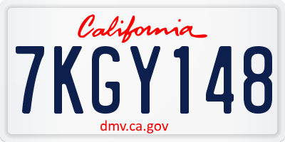 CA license plate 7KGY148