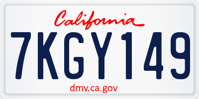 CA license plate 7KGY149