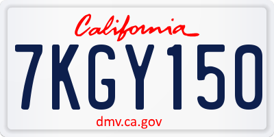 CA license plate 7KGY150