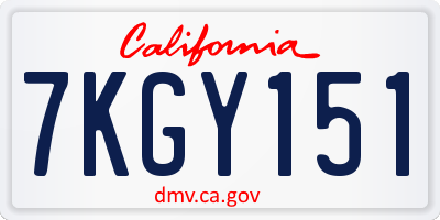 CA license plate 7KGY151