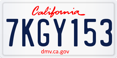 CA license plate 7KGY153