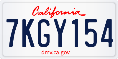 CA license plate 7KGY154
