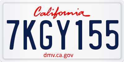 CA license plate 7KGY155