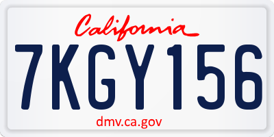 CA license plate 7KGY156