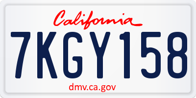 CA license plate 7KGY158