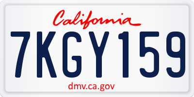 CA license plate 7KGY159