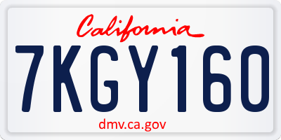 CA license plate 7KGY160