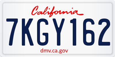 CA license plate 7KGY162