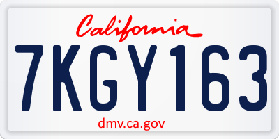 CA license plate 7KGY163