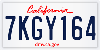 CA license plate 7KGY164
