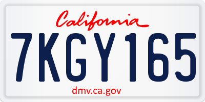 CA license plate 7KGY165