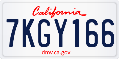 CA license plate 7KGY166