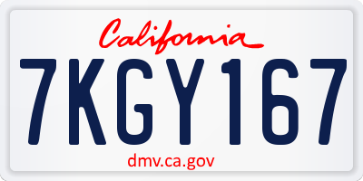 CA license plate 7KGY167