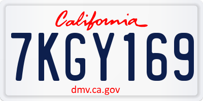 CA license plate 7KGY169