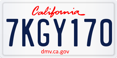 CA license plate 7KGY170