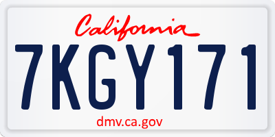 CA license plate 7KGY171
