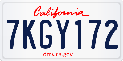 CA license plate 7KGY172