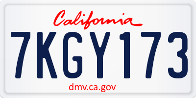CA license plate 7KGY173