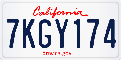 CA license plate 7KGY174