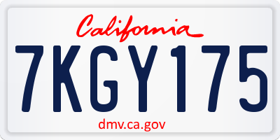 CA license plate 7KGY175