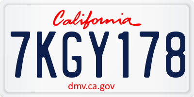 CA license plate 7KGY178