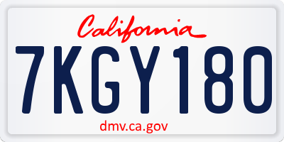 CA license plate 7KGY180