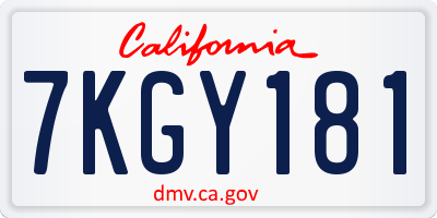 CA license plate 7KGY181
